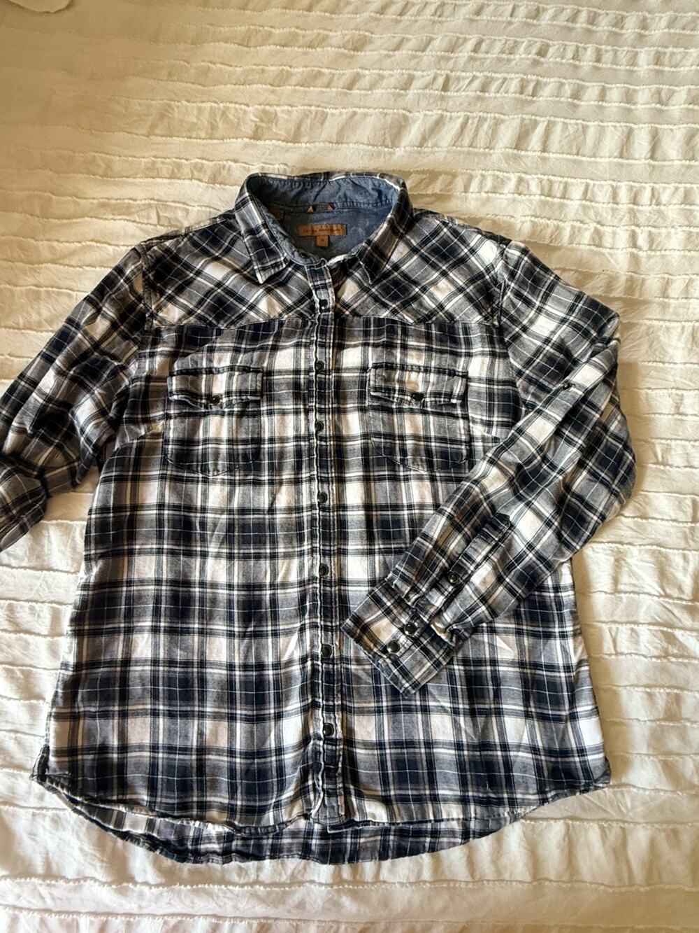 Jachs Girlfriend Comfort Stretch Plaid Flannel Bea Shirt Women's Size M- Casual